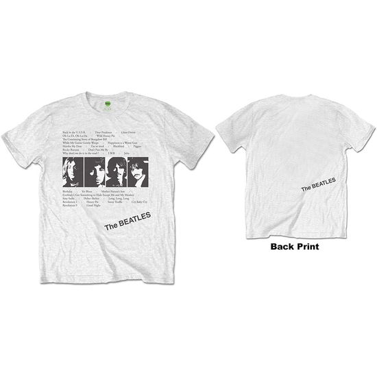 The Beatles Unisex T-Shirt: White Album Tracks (Back Print) - The Beatles - Merchandise -  - 5056170658867 - 