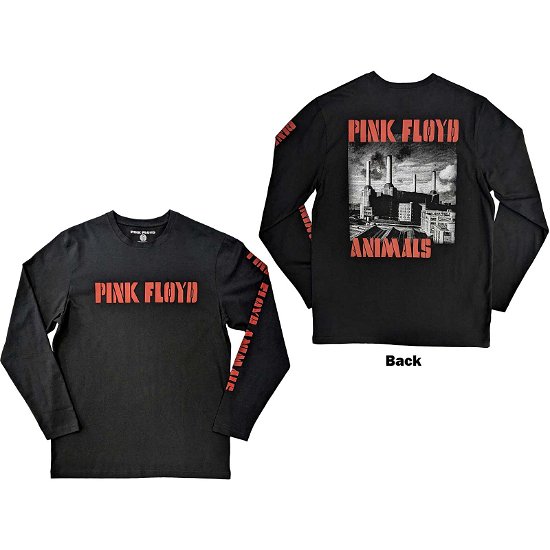 Pink Floyd Unisex Long Sleeve T-Shirt: Animals B&W (Back & Sleeve Print) - Pink Floyd - Merchandise -  - 5056561089867 - 