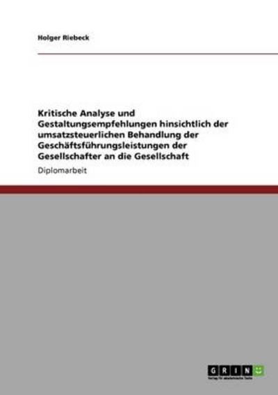 Cover for Riebeck · Kritische Analyse und Gestaltun (Book)