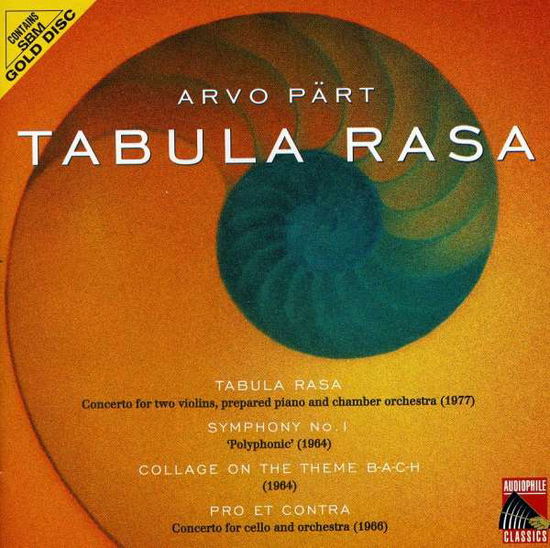 Tabula Rasa - Arvo Pärt - Musiikki - AUDIOPHILE CLASSICS - 8712177036868 - maanantai 16. elokuuta 1999