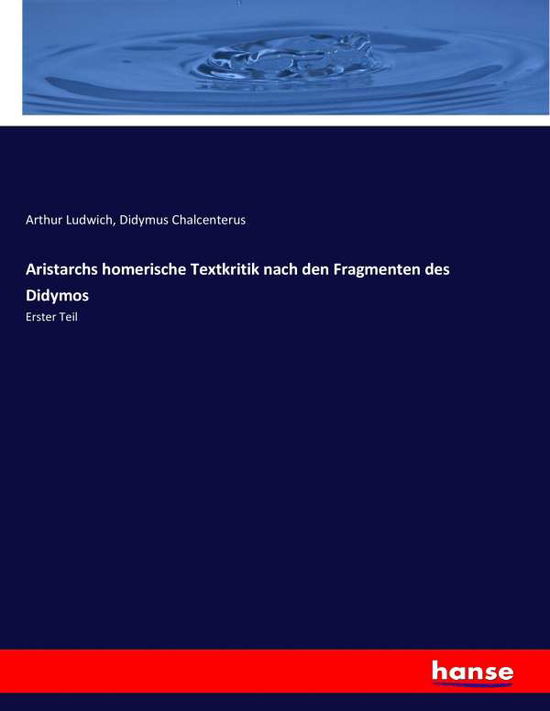 Cover for Ludwich · Aristarchs homerische Textkriti (Book) (2017)