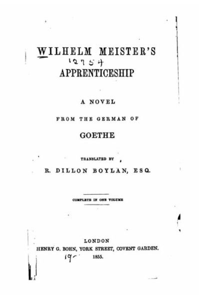 Cover for Goethe · Wilhelm Meister's Apprenticeship, a Novel (Pocketbok) (2016)