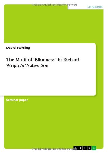 Cover for David Stehling · The Motif of Blindness in Richard Wright's 'native Son' (Paperback Book) (2012)