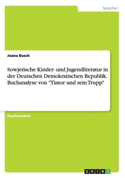 Cover for Busch · Sowjetische Kinder- und Jugendlit (Book) (2015)