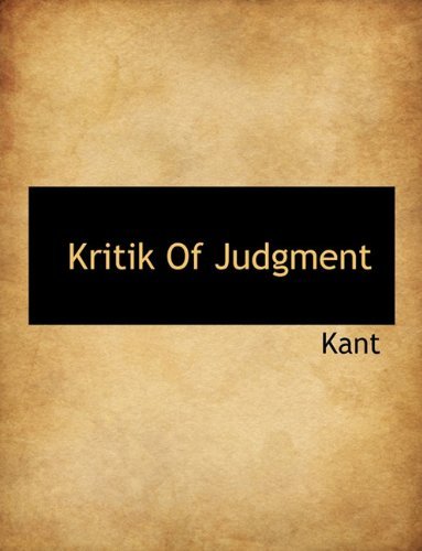 Cover for Kant · Kritik of Judgment (Taschenbuch) (2010)