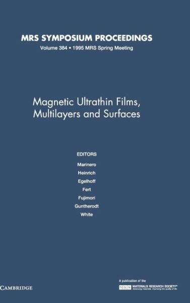 Magnetic Ultrathin Films, Multilayers and Surfaces: Volume 384 - MRS Proceedings -  - Kirjat - Materials Research Society - 9781558992870 - torstai 2. marraskuuta 1995