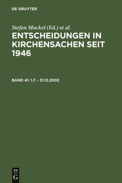 Cover for Et Al. · Entscheidungen in Kirchensachen.41 (Bog) [German edition] (2006)