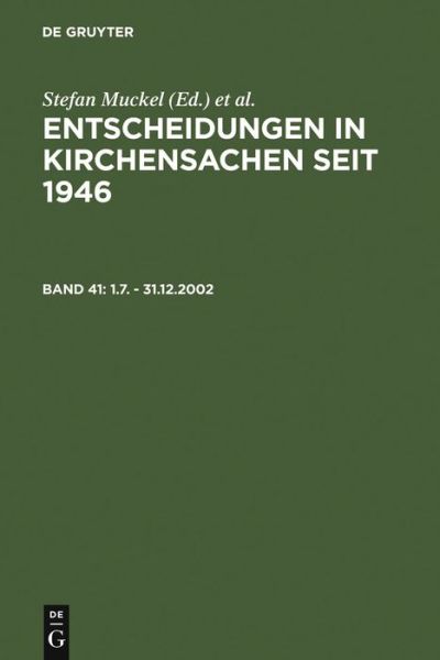 Cover for Et Al. · Entscheidungen in Kirchensachen.41 (Book) [German edition] (2006)