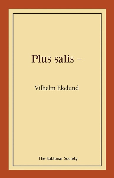 Cover for Vilhelm Ekelund · Plus salis - (Paperback Book) (2020)