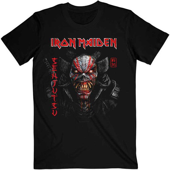 Iron Maiden Unisex T-Shirt: Senjutsu Black Cover Vertical Logo - Iron Maiden - Koopwaar - IRON MAIDEN - 5056368689871 - 