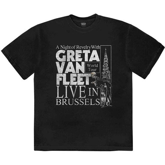 Greta Van Fleet Unisex T-Shirt: Night of Revelry (Black) - Greta Van Fleet - Produtos - - 5056561093871 - 27 de julho de 2023