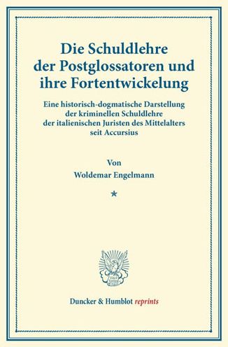 Cover for Engelmann · Die Schuldlehre der Postgloss (Book) (2013)