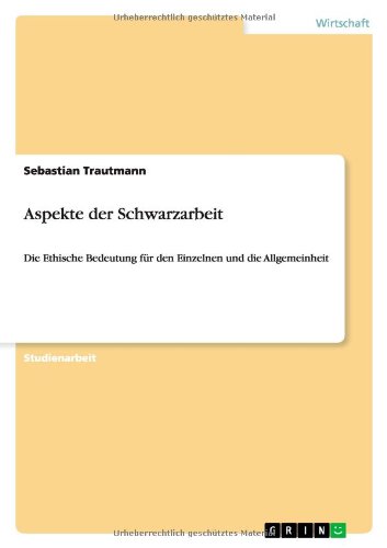 Cover for Trautmann · Aspekte der Schwarzarbeit (Book) [German edition] (2011)