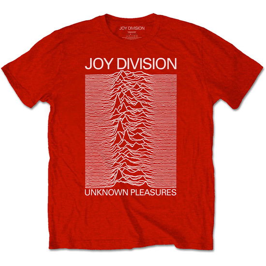 Joy Division Unisex T-Shirt: Unknown Pleasures White On Red - Joy Division - Produtos -  - 5056368640872 - 