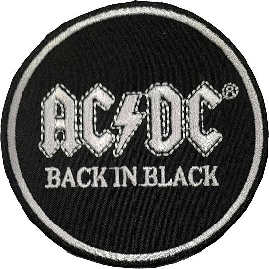 AC/DC Standard Patch: Back In Black Circle - AC/DC - Merchandise -  - 5056368695872 - 