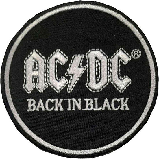 AC/DC Standard Woven Patch: Back In Black Circle - AC/DC - Gadżety -  - 5056368695872 - 