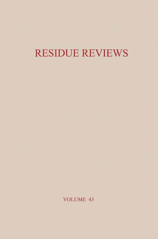 Cover for Francis A. Gunther · Residue Reviews: Residues of Pesticides and Other Contaminants in the Total Environment - Reviews of Environmental Contamination and Toxicology (Taschenbuch) [Softcover reprint of the original 1st ed. 1972 edition] (2013)