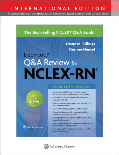 Cover for Diane Billings · Lippincott Q&amp;A Review for NCLEX-RN (Taschenbuch) [Fourteenth, International edition] (2023)