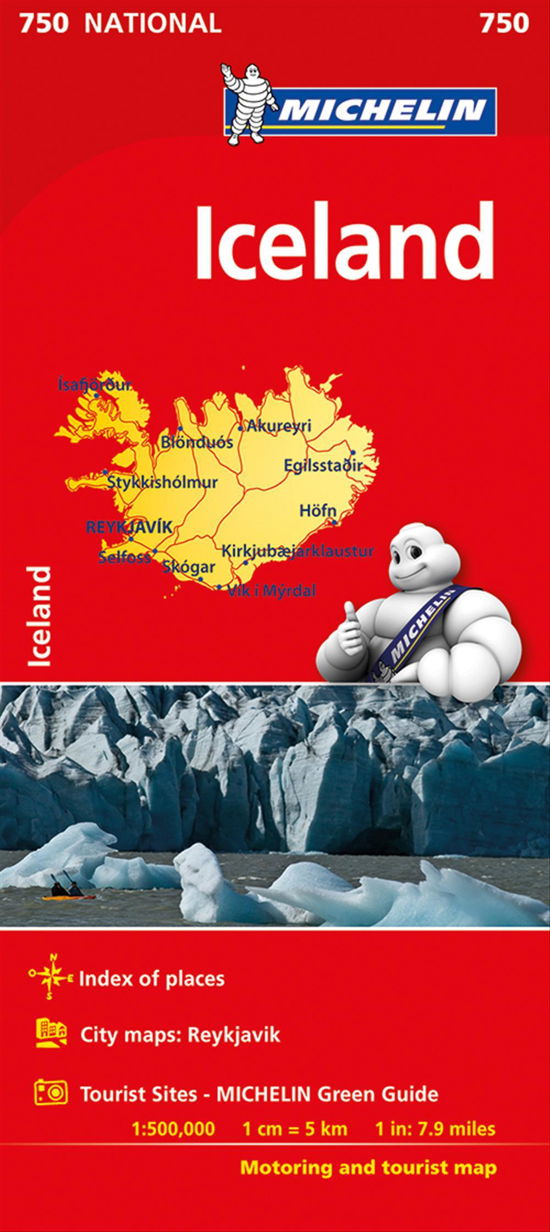 Iceland - Michelin National Map 750: Map - Michelin - Livros - Michelin Editions des Voyages - 9782067211872 - 9 de janeiro de 2016