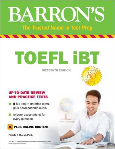 Cover for Pamela J. Sharpe · TOEFL iBT with Online Tests &amp; Downloadable Audio - Barron's Test Prep (Paperback Book) [Sixteenth edition] (2019)