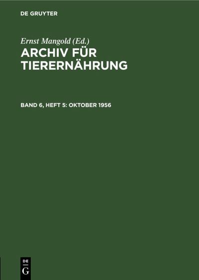 Cover for Akademie der Akademie der Landwirtschaftswissenschaften der Deutschen Demokratischen Republik · Oktober 1956 (Book) (1957)