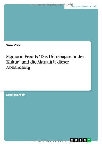 Cover for Volk · Sigmund Freuds &quot;Das Unbehagen in d (Book) [German edition] (2010)