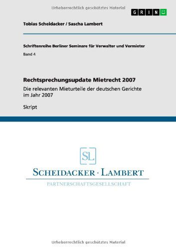 Cover for Scheidacker · Rechtsprechungsupdate Mietr (Book) [German edition] (2013)