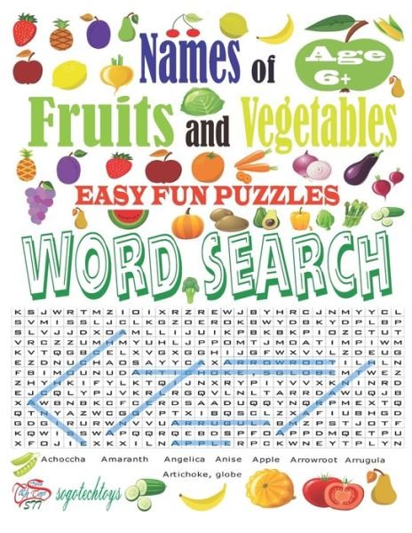 Cover for Sogo Techtoys · Names of Fruits and Vegetables Easy Fun Puzzles Word Search (Taschenbuch) (2020)