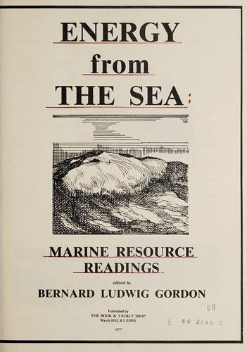 Cover for Gordon · Energy from the Sea CB (Book) [Illustrated edition] (1980)