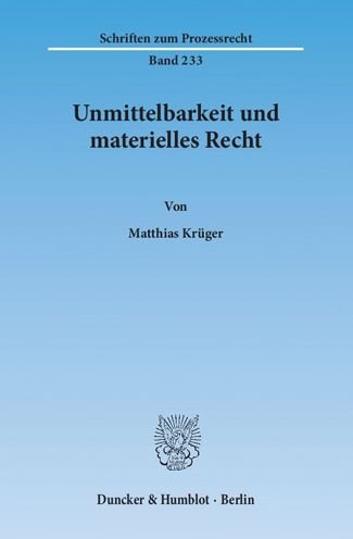 Cover for Krüger · Unmittelbarkeit und materielles (Book) (2014)