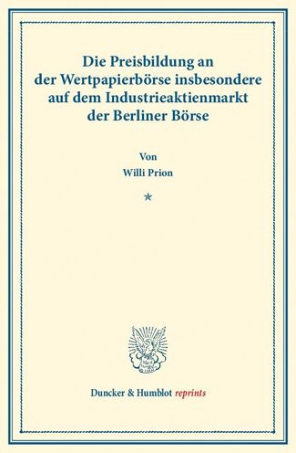 Cover for Prion · Die Preisbildung an der Wertpapie (Book) (2013)