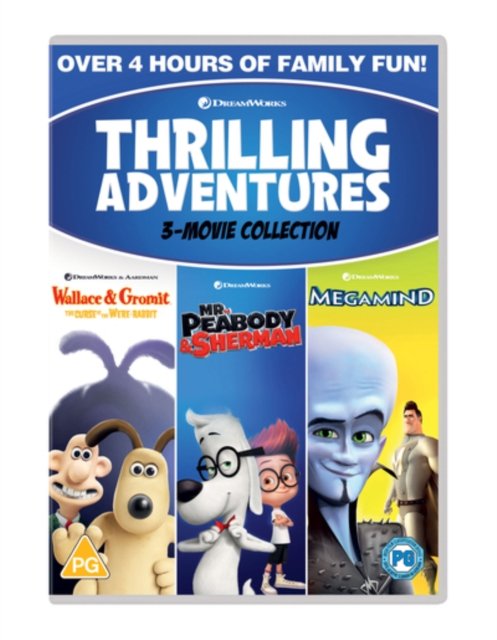 Cover for Thrilling Adventures 3movie Collection · Wallace and Gromit - The Curse Of The Were-Rabbit / Mr Peabody and Sherman / Megamind (DVD) (2020)
