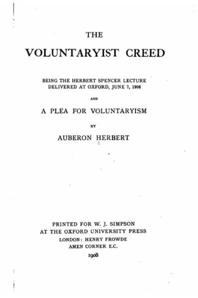 Cover for Auberon Herbert · The Voluntaryist Creed (Paperback Book) (2016)