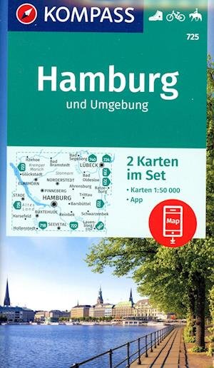 Cover for KOMPASS-Karten GmbH · KOMPASS Wanderkarte 725 Hamburg und Umgebung 1:50000 (2 Karten im Set) (Kartor) (2022)