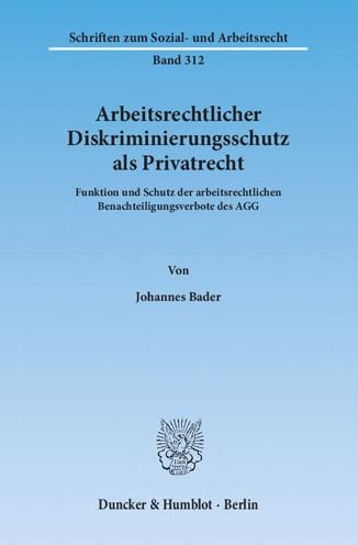Cover for Bader · Arbeitsrechtlicher Diskriminierun (Book) (2012)