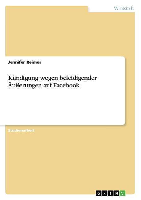 Cover for Reimer · Kündigung wegen beleidigender Äu (Book) (2015)