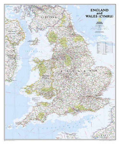 England and Wales Classic, Laminated: Wall Maps Countries & Regions - National Geographic Maps - Books - National Geographic Maps - 9781597754880 - March 6, 2017