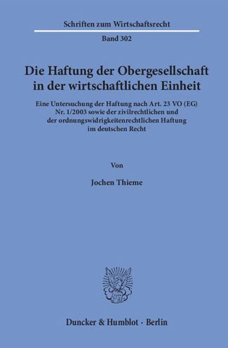 Cover for Thieme · Die Haftung der Obergesellschaft (Book) (2018)