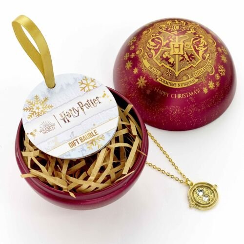 Harry Potter Hogwarts Crest Red Bauble With Time Turner Necklace (Merchandise Misc) - Harry Potter - Merchandise - HARRY POTTER - 5055583448881 - August 15, 2022