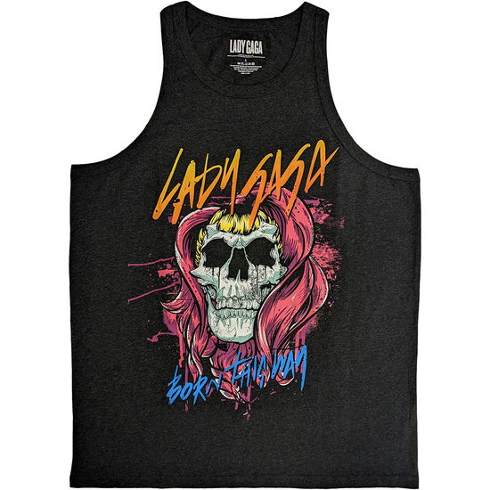 Cover for Lady Gaga · Lady Gaga Unisex Tank T-Shirt: Skull (Charcoal Grey) (T-shirt) [size S] (2025)
