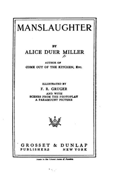 Cover for Alice Duer Miller · Manslaughter (Paperback Book) (2016)