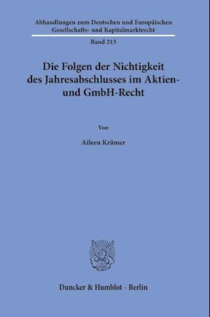 Cover for Aileen Krämer · Die Folgen der Nichtigkeit des Jahresabschlusses Im Aktien- und GmbH-Recht (Bok) (2023)