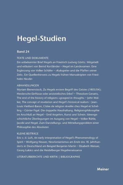 Cover for Otto Poeggeler · Hegel-Studien / Hegel-Studien (Taschenbuch) (1989)