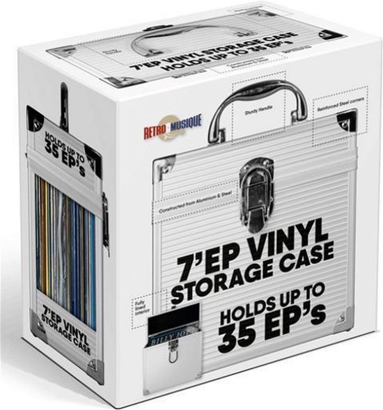 Cover for Music Protection · 7 Inch Aluminium Vinyl Storage Case For 35 Singles - Silver - Retro Musique (Tilbehør)