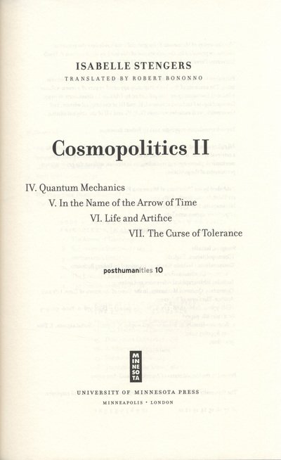 Cover for Isabelle Stengers · Cosmopolitics II - Posthumanities (Inbunden Bok) (2011)