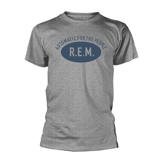 Cover for R.e.m. · R.E.M. Unisex T-Shirt: Automatic (Grey) (Back Print) (T-shirt) [size S] [Grey - Unisex edition] (2018)