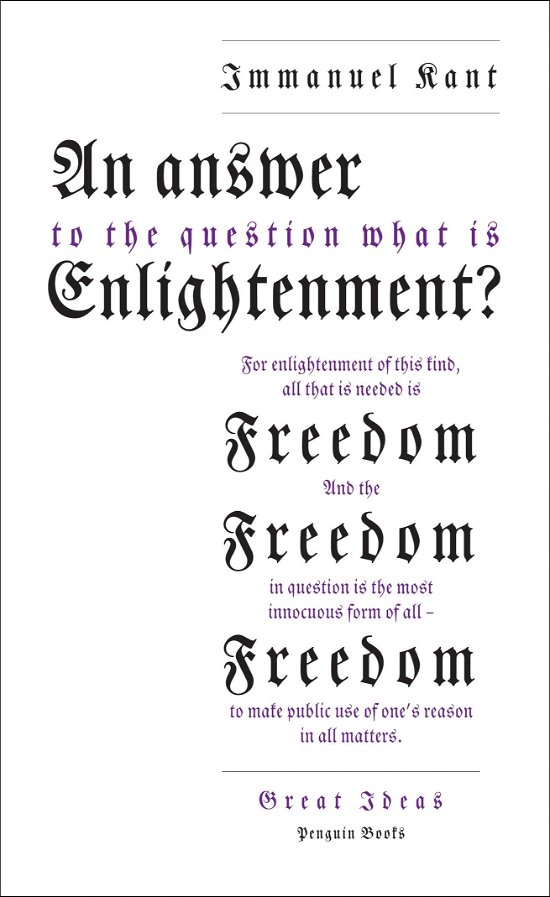 Cover for Immanuel Kant · An Answer to the Question: 'What is Enlightenment?' - Penguin Great Ideas (Paperback Book) [1e uitgave] (2009)