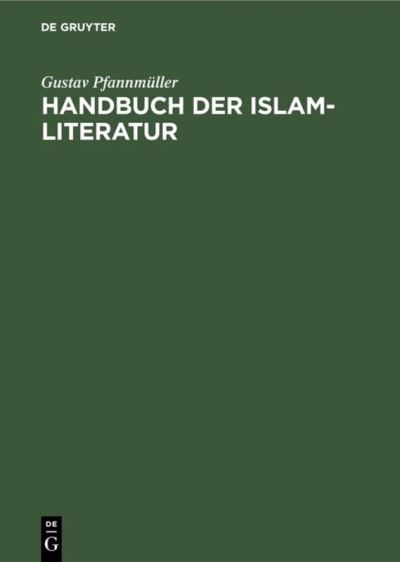 Cover for Gustav Pfannmuller · Handbuch der Islam-Literatur (Hardcover Book) (1974)