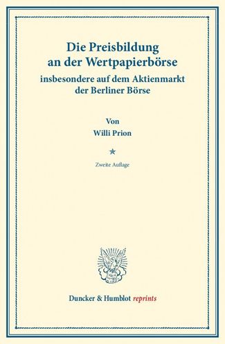 Cover for Prion · Die Preisbildung an der Wertpapie (Book) (2013)