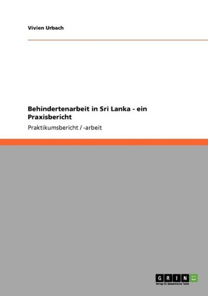 Cover for Urbach · Behindertenarbeit in Sri Lanka - (Buch) [German edition] (2013)